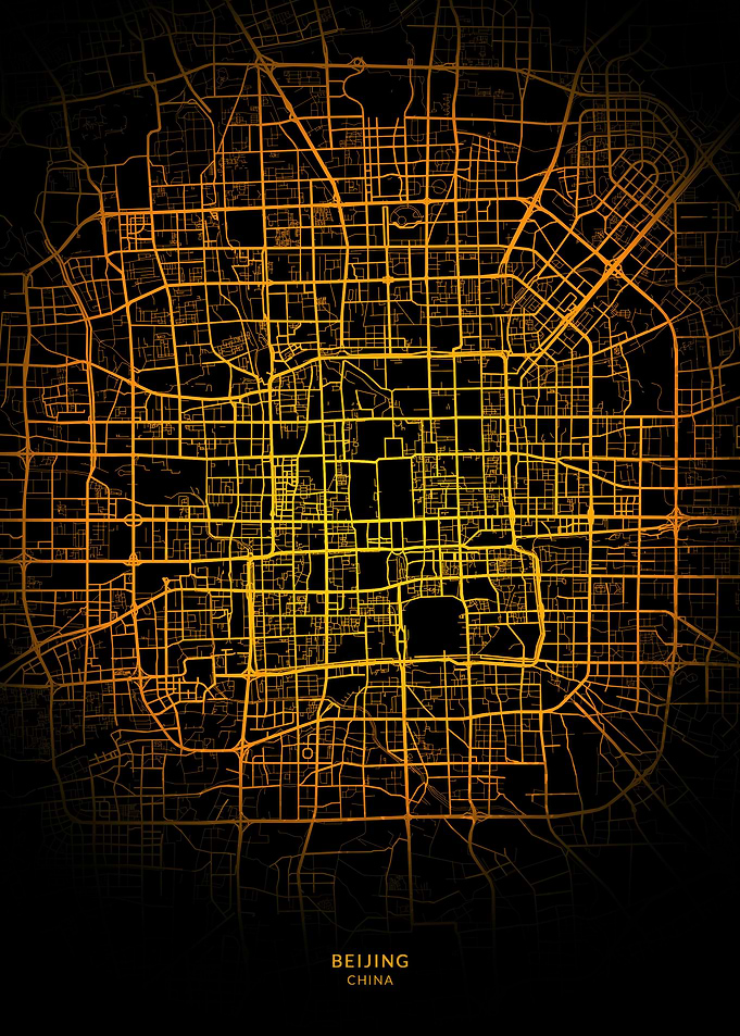 Beijing City Map Gold