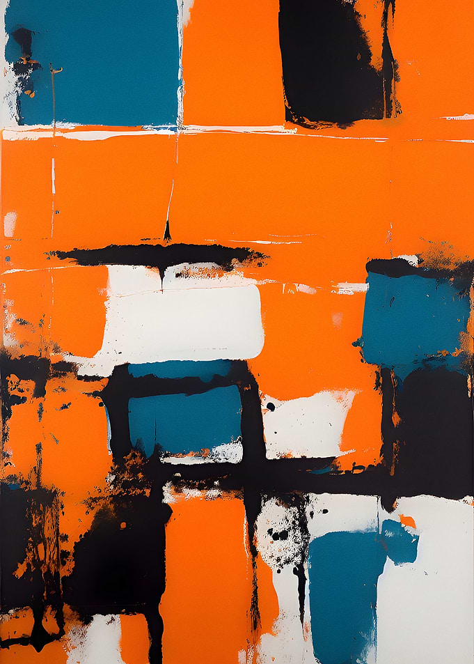 Orane And Blue Abstract