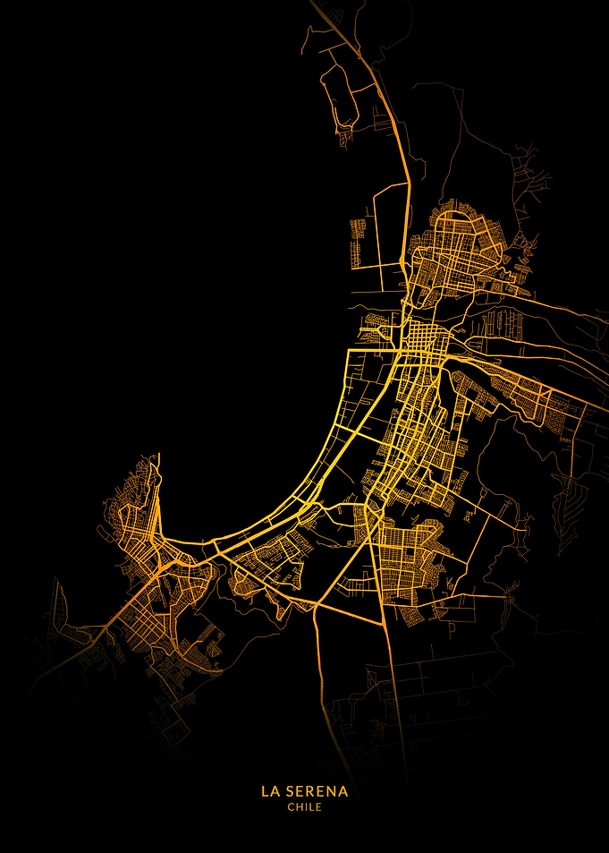 La Serena City Map Gold