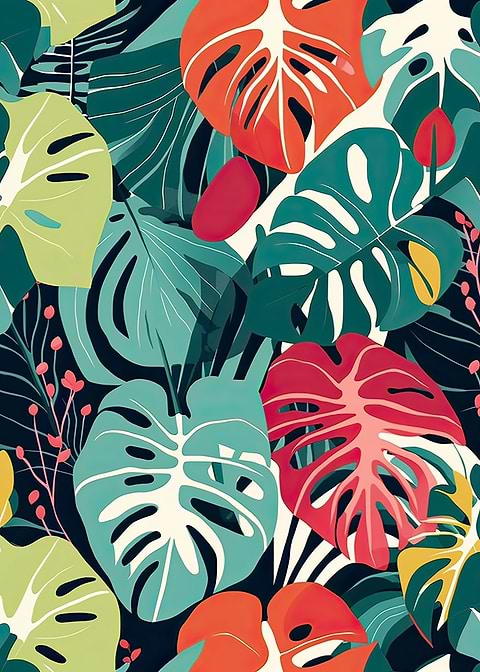 Rainforest Rhapsody — monstera botanical metal print