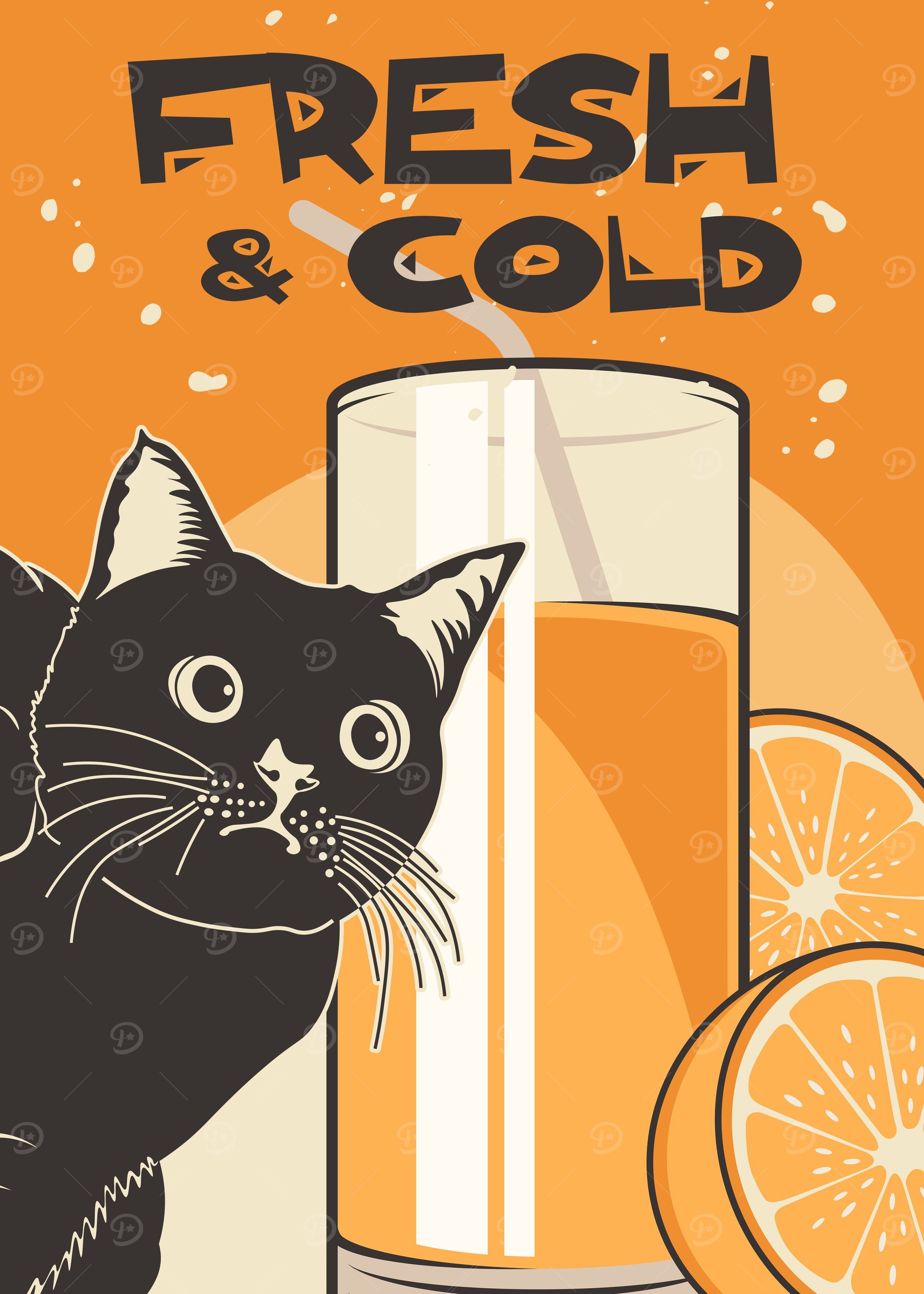 Funny Cat and Juice