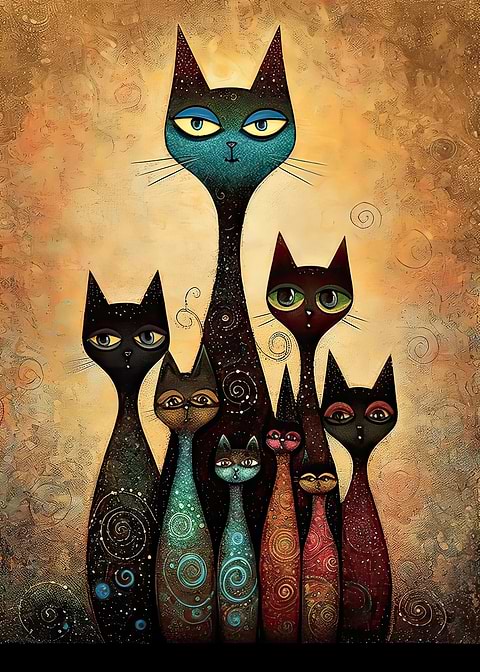 Happy Cats — kids room metal wall art