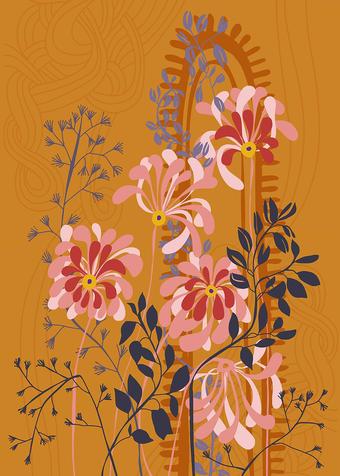 Mucha floral illu honey
