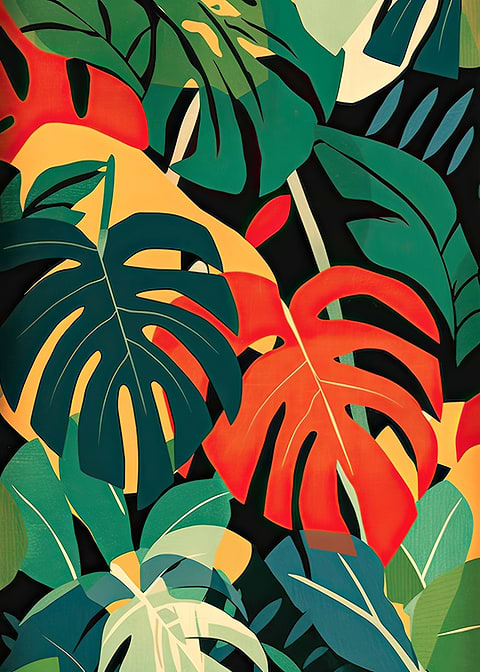 Tropical Mirage — monstera botanical metal print