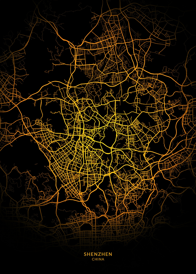 Shenzhen City Map Gold