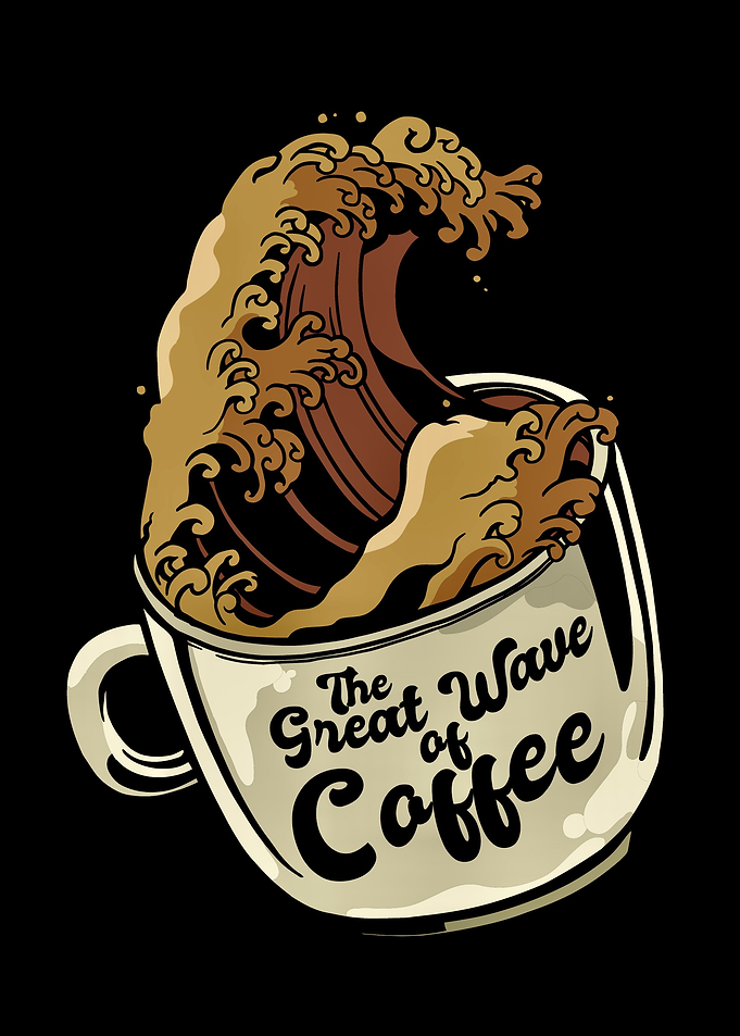 Great wave coffee cup