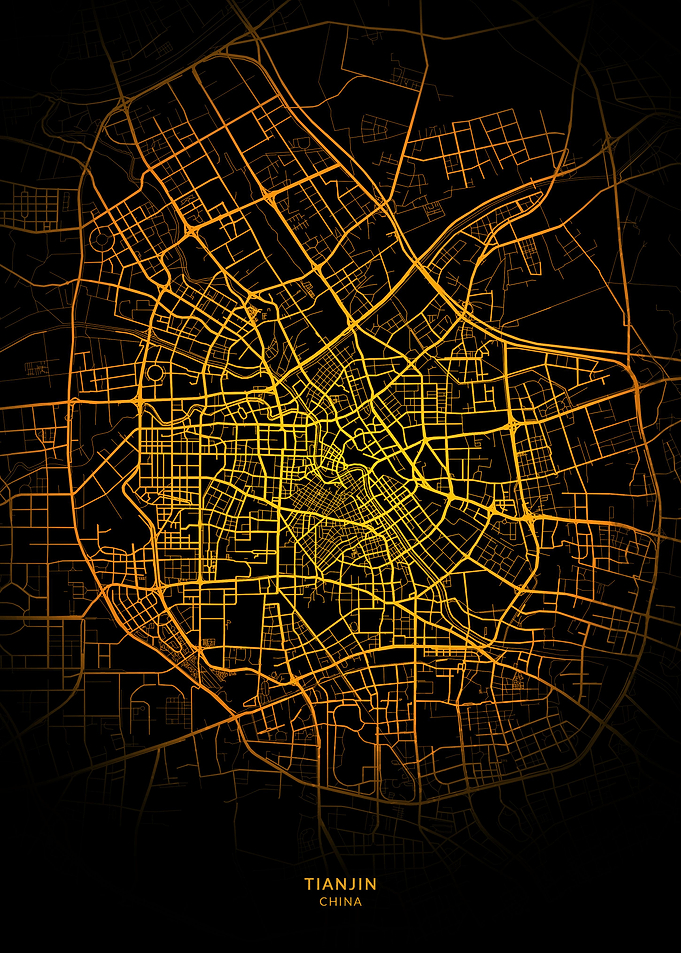 Tianjin City Map Gold