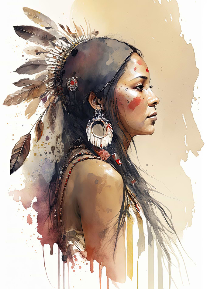 Oil painting indian woman