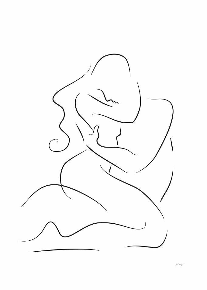Sexy couple line art