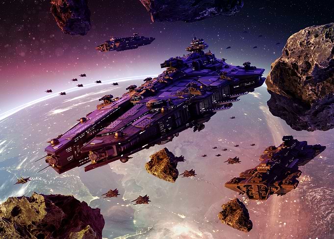 Spaceship exploring space