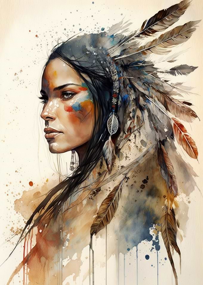Oil painting indian woman