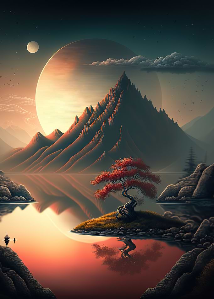 mountain moon landscape