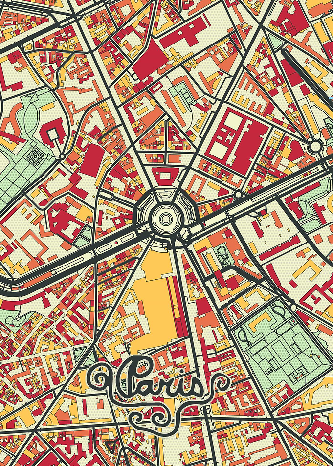Paris City Street Map