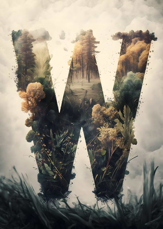 Letter W Double Exposure