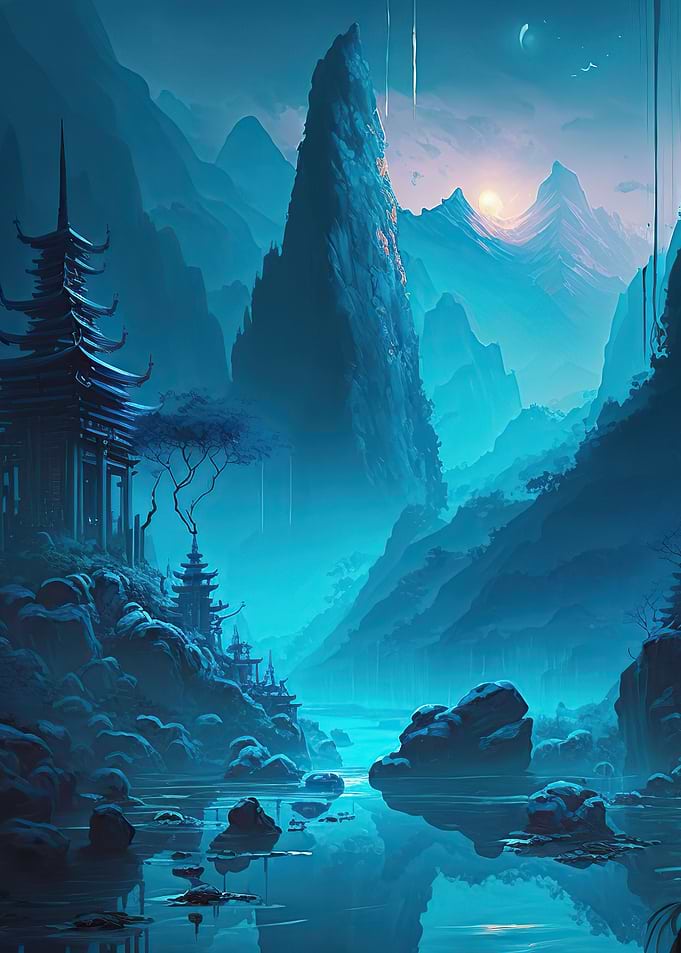 boat moon landscape
