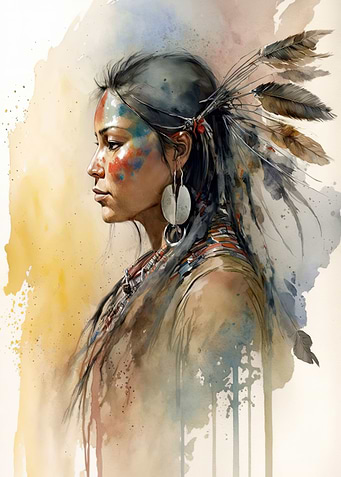 Oil painting indian woman