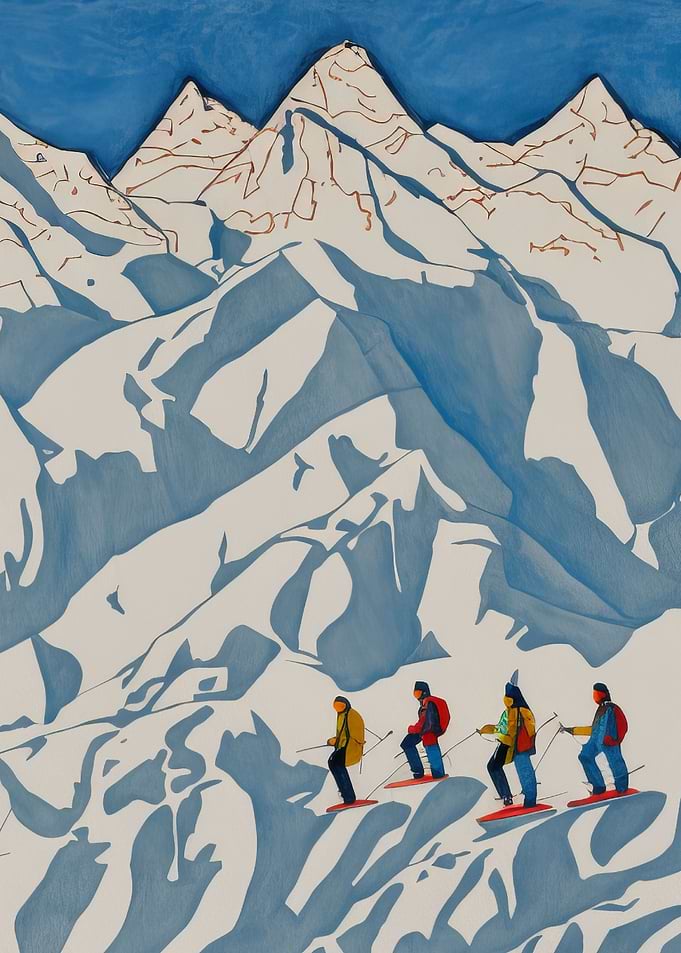 Skiiers Mountain Piste Art