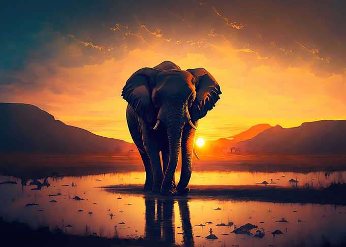 Elephant sunset