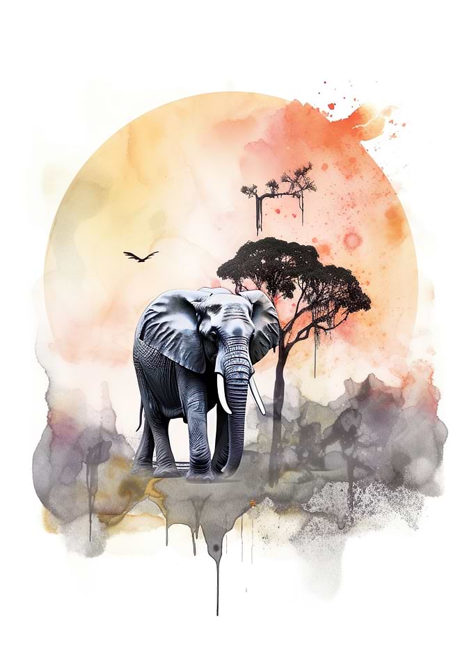 Elephant Sunset