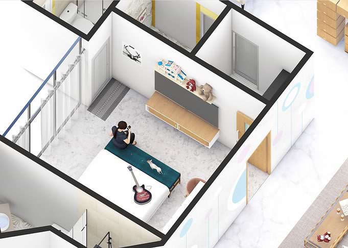 apartment interior blow up