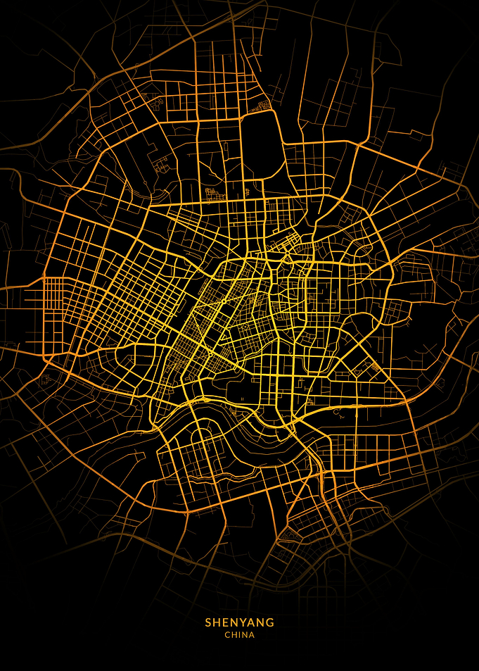 Shenyang City Map Gold