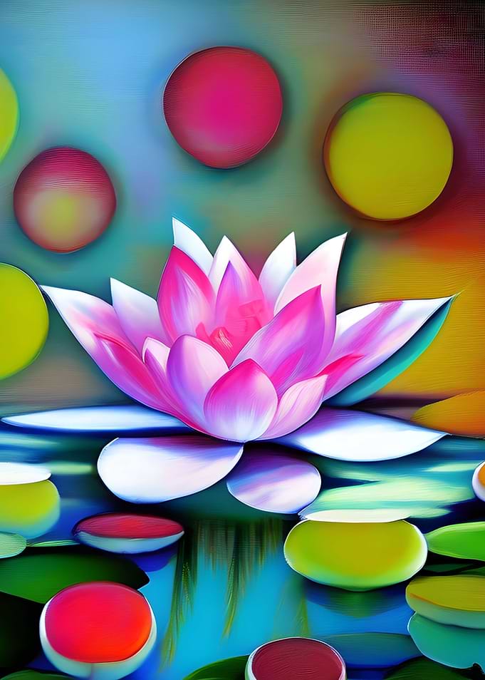 Pink water lily in a pond