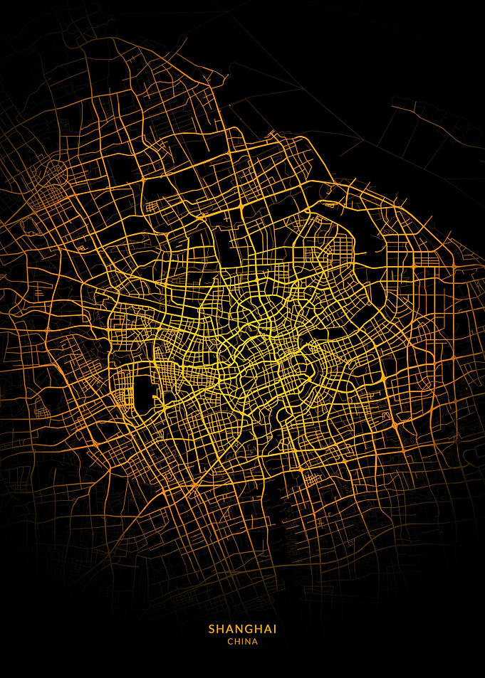 Shanghai City Map Gold