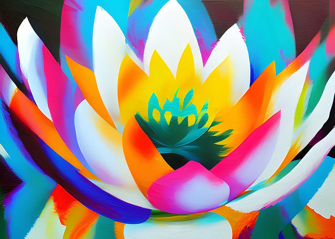 Colorful flower on a lotus