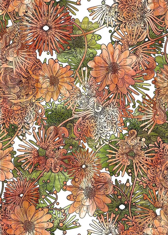 orange and green flowers
