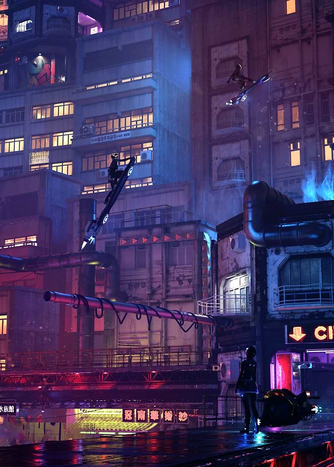 Neon Night City Surf
