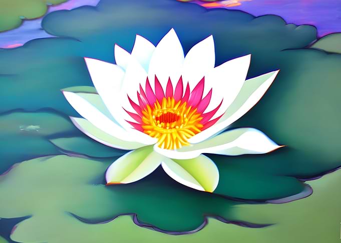 Art water lily in a pond