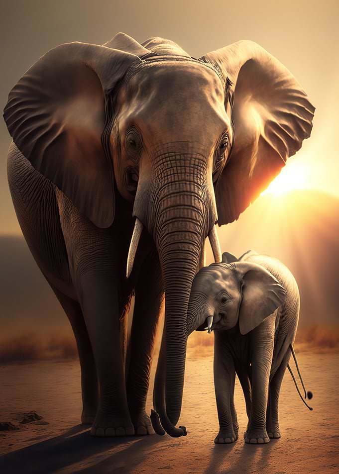 Elephant sunset