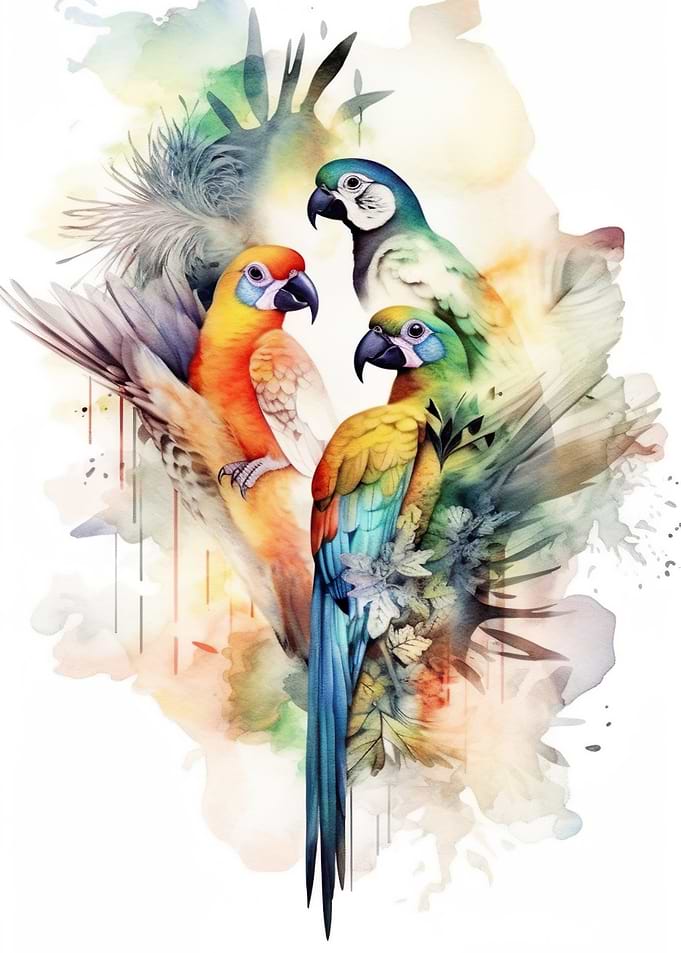 Three exotics Birds