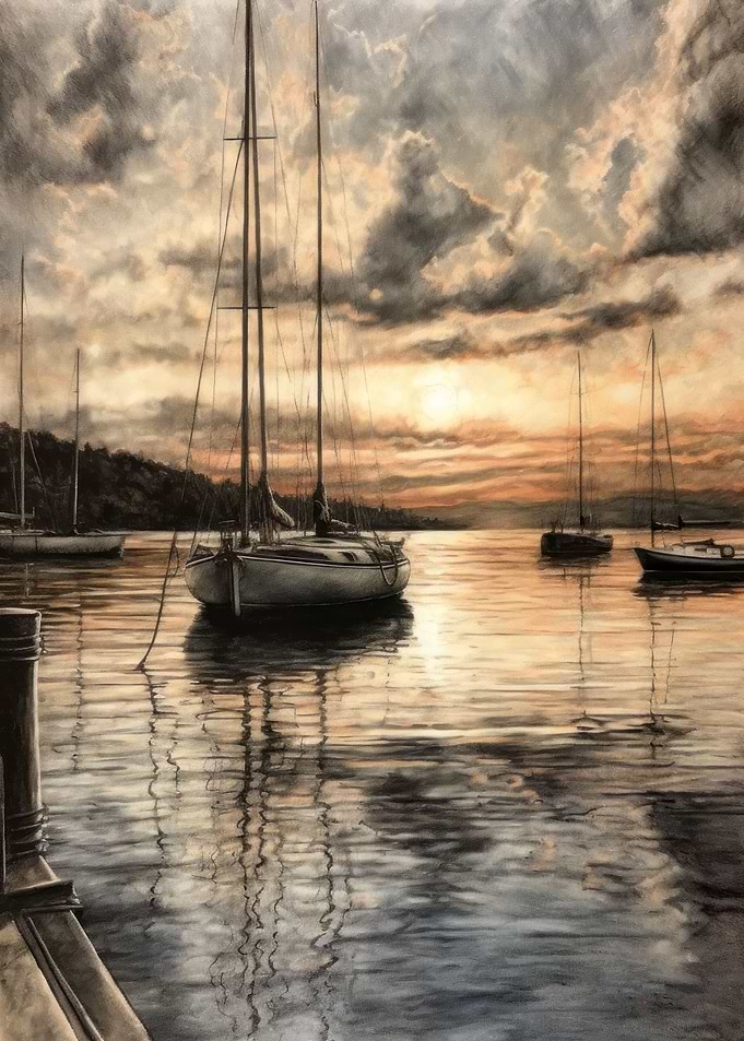 Charcoal Sailboat Print