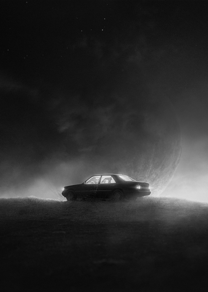 A Car In Front Of A Moon