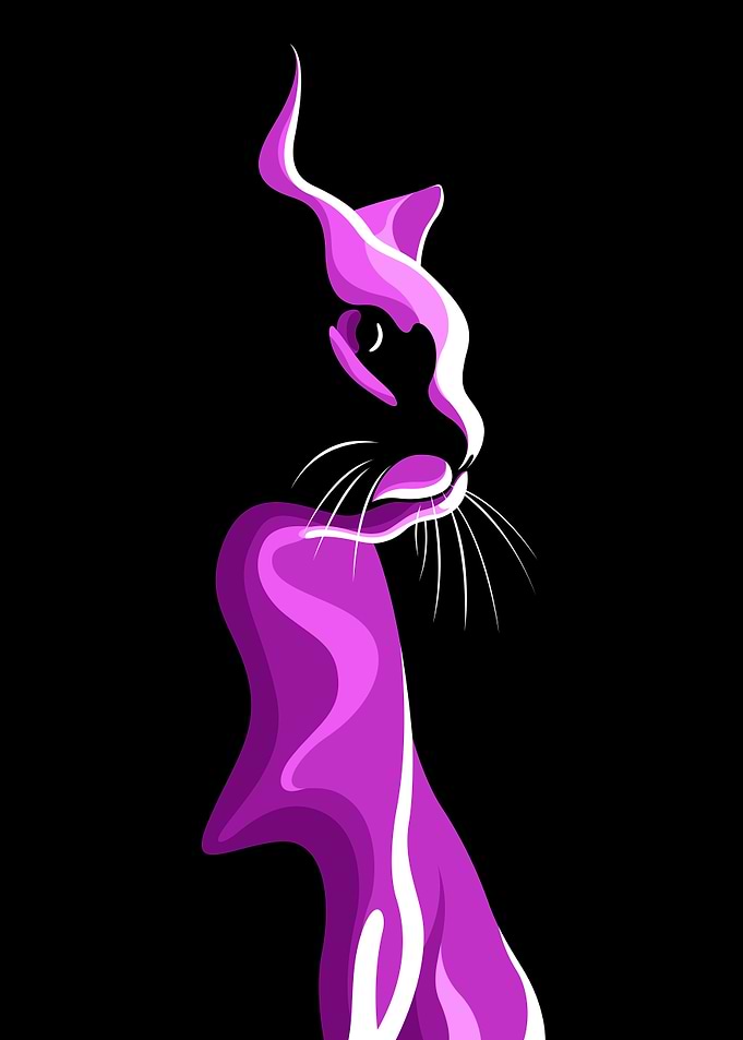 Cat Art Purple Minimal