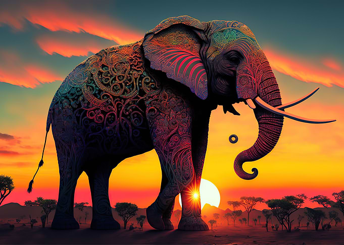Elephant sunset