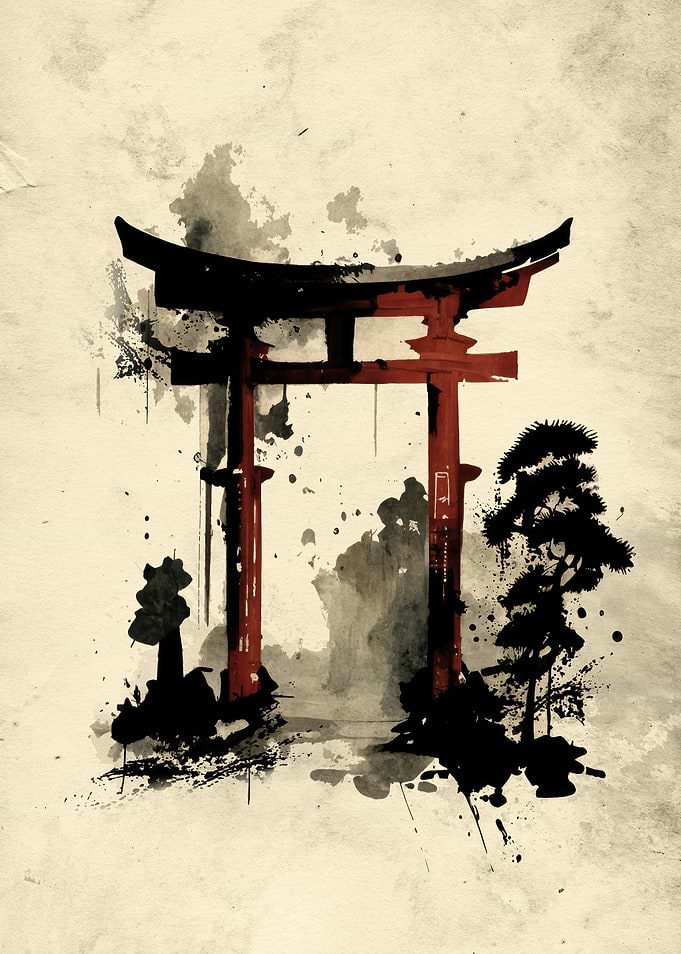 Torii Sumi e Temple