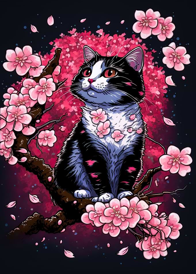 Cat Cherry Blossoms