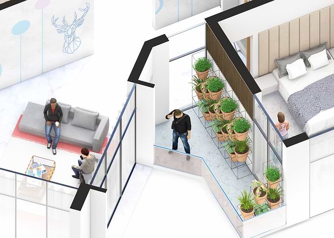 Isometric view of terrace