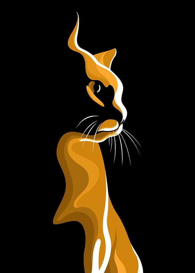 Cat Art Minimalist Orange