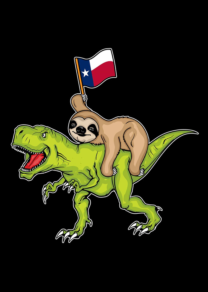 Texas Flag Sloth Dinosaur
