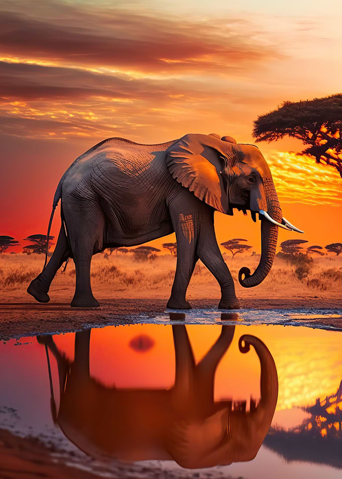 Elephant sunset