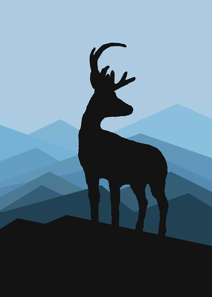 Stag in Blue Distant Hills