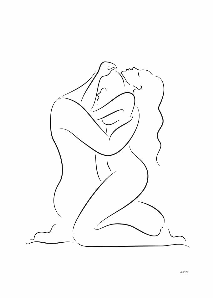 Sexy lovers line drawing