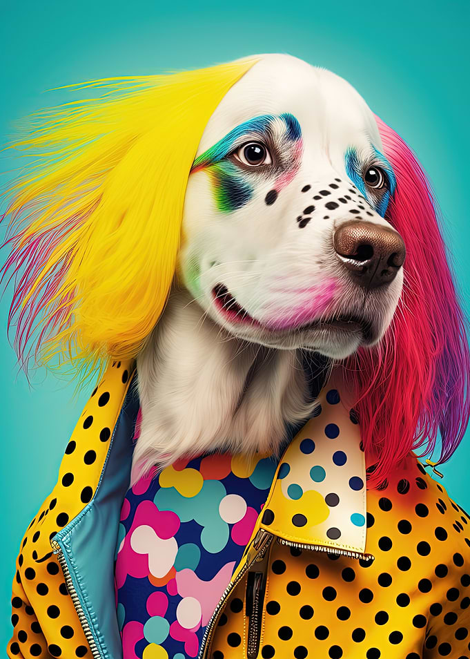 Colorful 80s Fashion Dog
