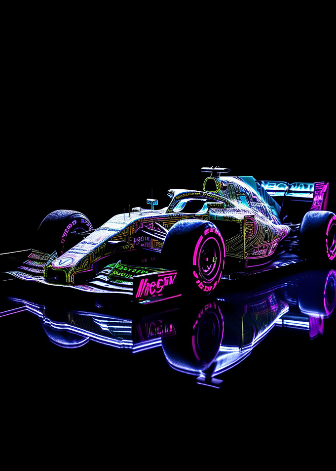 Neon Formula 1 car