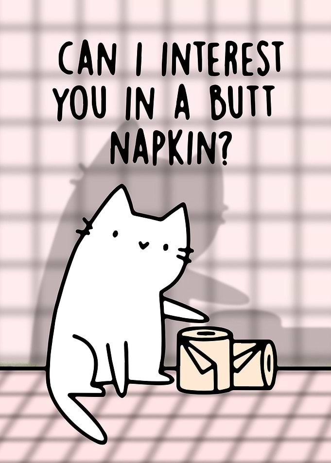 Cat Funny Butt Napkin