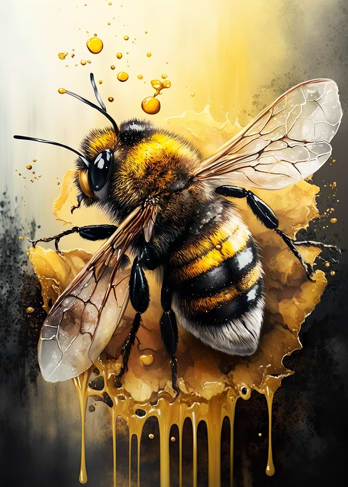 Bee Watercolor Drawing