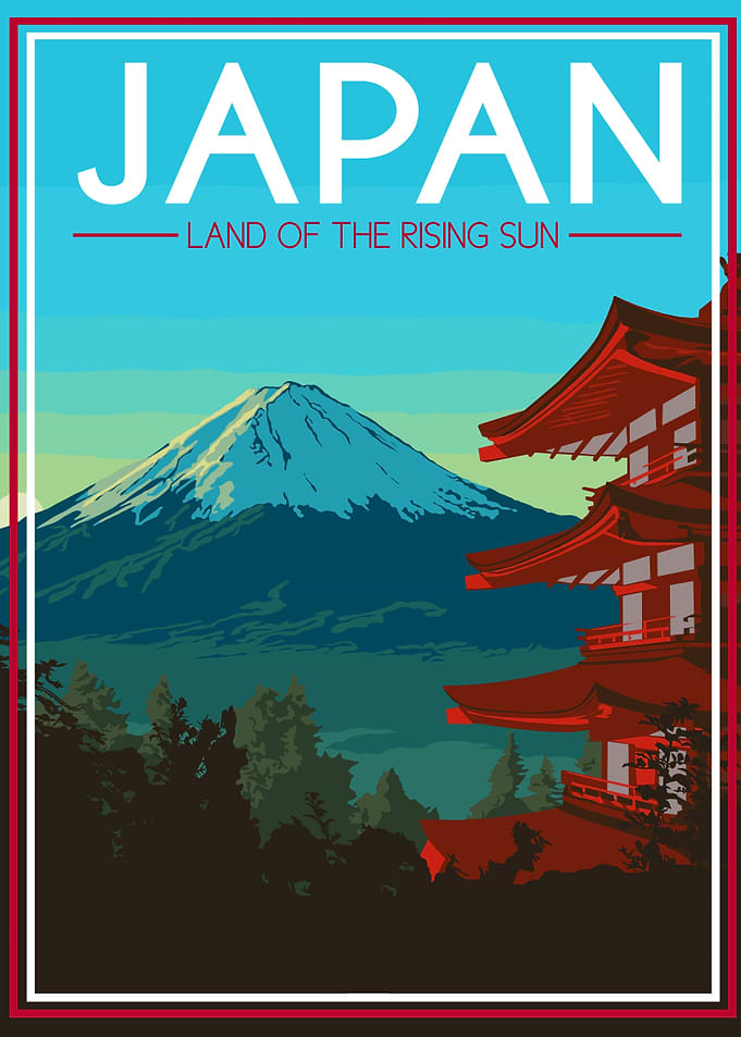 japan travel art mount